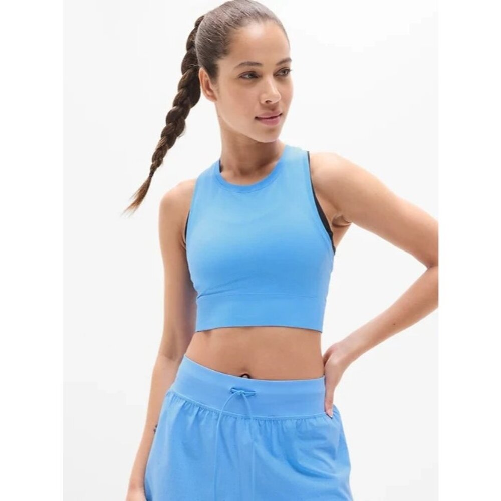 New Athleta M Momentum Flex Ultra Crop Tank Cornflower Blue Medium